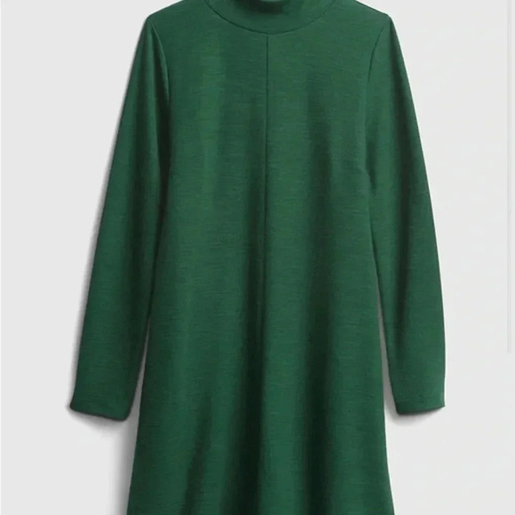 GAP Long Sleeve Mock Neck Swing Dress Size Green Modern Holiday Christmas Mid - Picture 7 of 7
